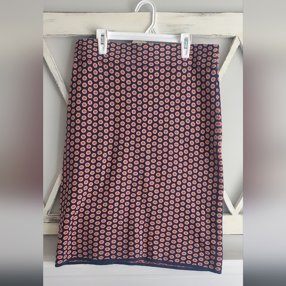 Zilch Amsterdam Cotton Sweater Skirt Size Large Navy And Peach Designer